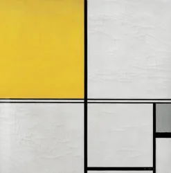 Composition with Double Line and Yellow and Gray